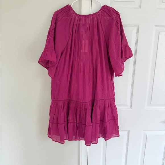 NWT Sundance Women’s Aisha Dress Tiered Magenta Purple L Peasant Cottagecore - Picture 9 of 12